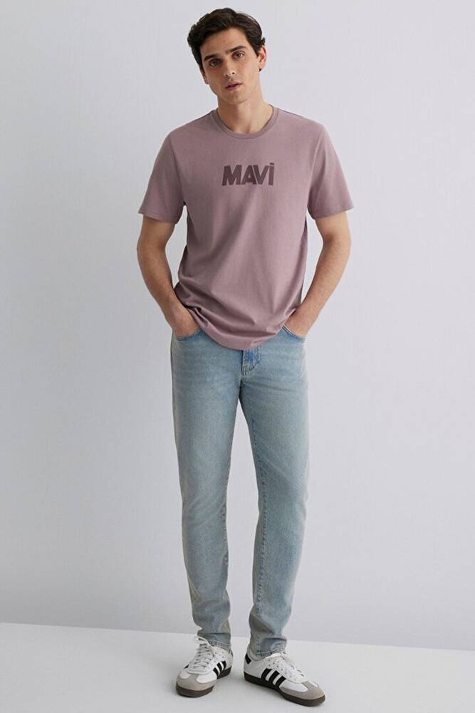 Erkek Mavi Baskılı Tişört 066846-89596 Mor 