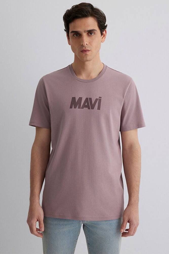 Erkek Mavi Baskılı Tişört 066846-89596 Mor 