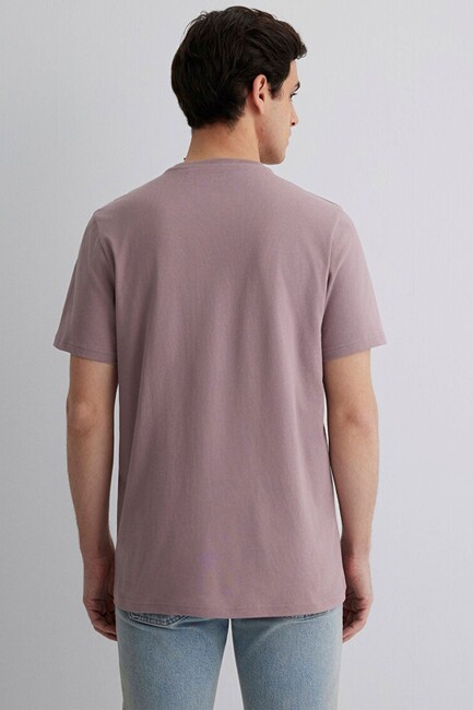 Erkek Mavi Baskılı Tişört 066846-89596 Mor - Thumbnail