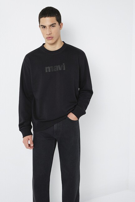 Erkek Mavi Bisiklet Yaka Sweat 0S10551-900 Siyah (3)