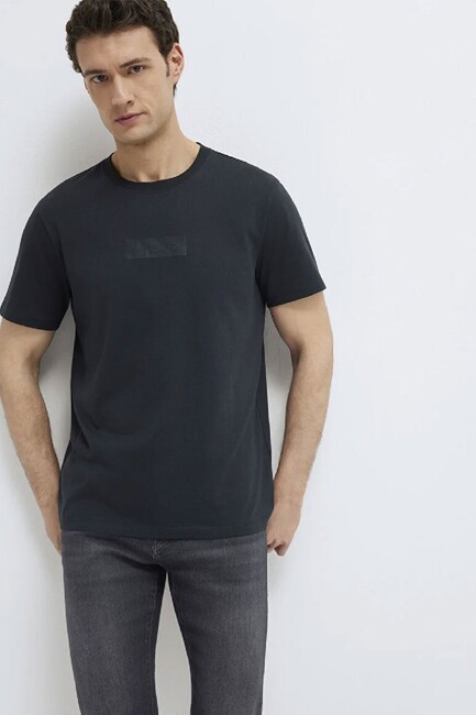 Erkek Mavi Black Baskılı Tişört 0613270-71379 Siyah (1)