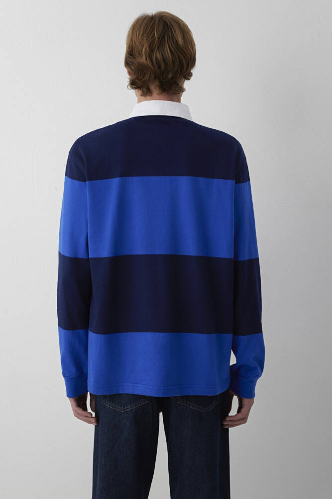 Erkek Mavi Çizgili Sweat 0S20218-A7894 Mavi  - 6
