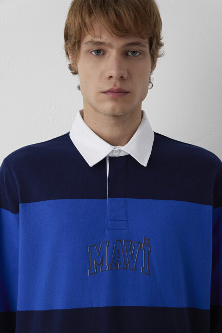 Erkek Mavi Çizgili Sweat 0S20218-A7894 Mavi  - 7