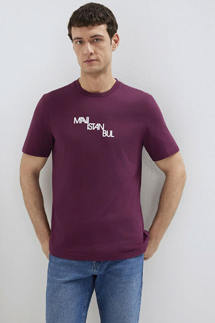 Erkek Mavi İstanbul Tişört 0612274-70670 Bordo (2)