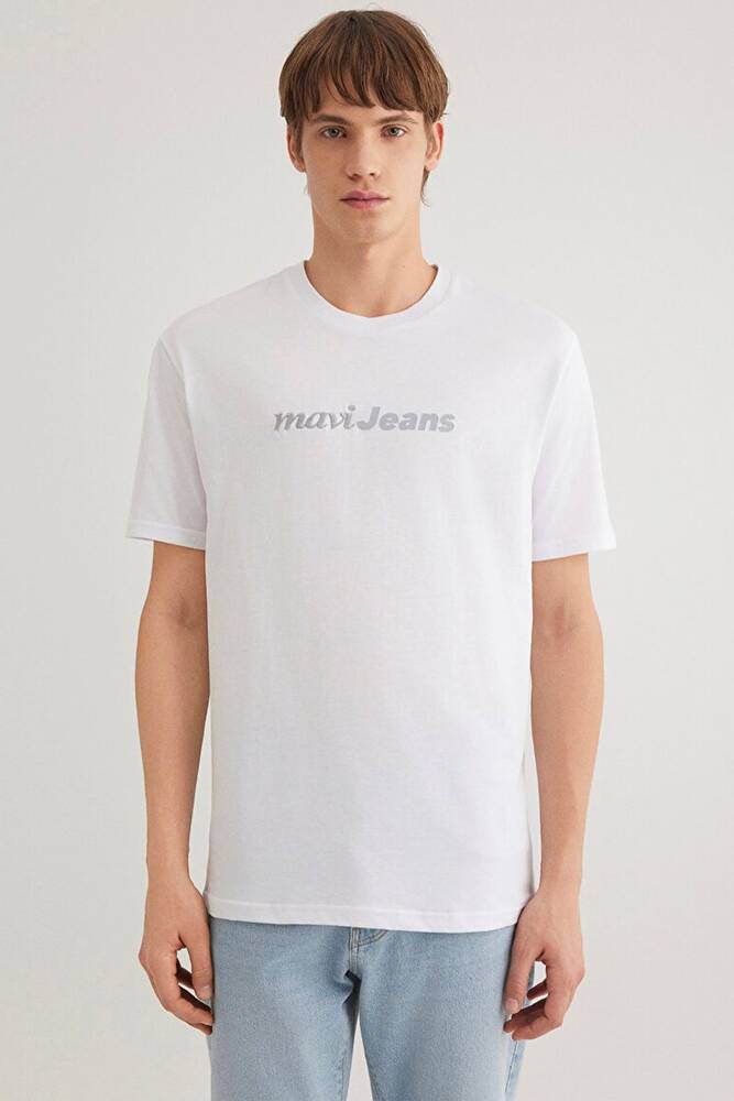 Erkek Mavi Jeans Baskılı Tişört 0612523-620 Beyaz 