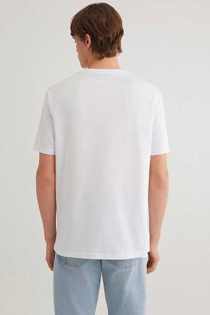 Erkek Mavi Jeans Baskılı Tişört 0612523-620 Beyaz - Thumbnail