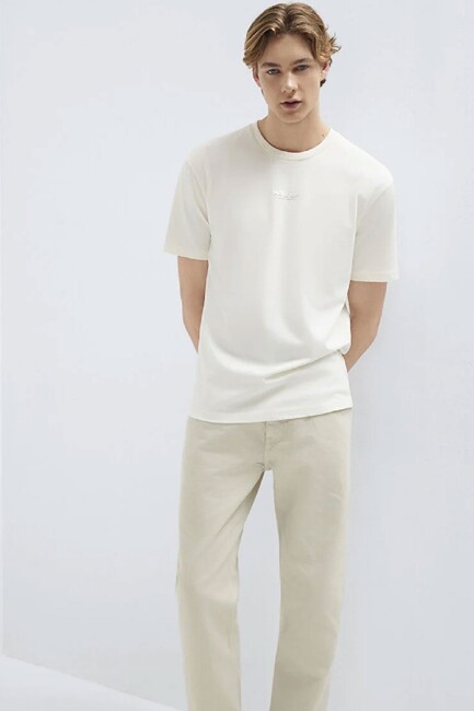 Erkek Mavi Jeans Baskılı Tişört 0613348-80194 Ekru (1)