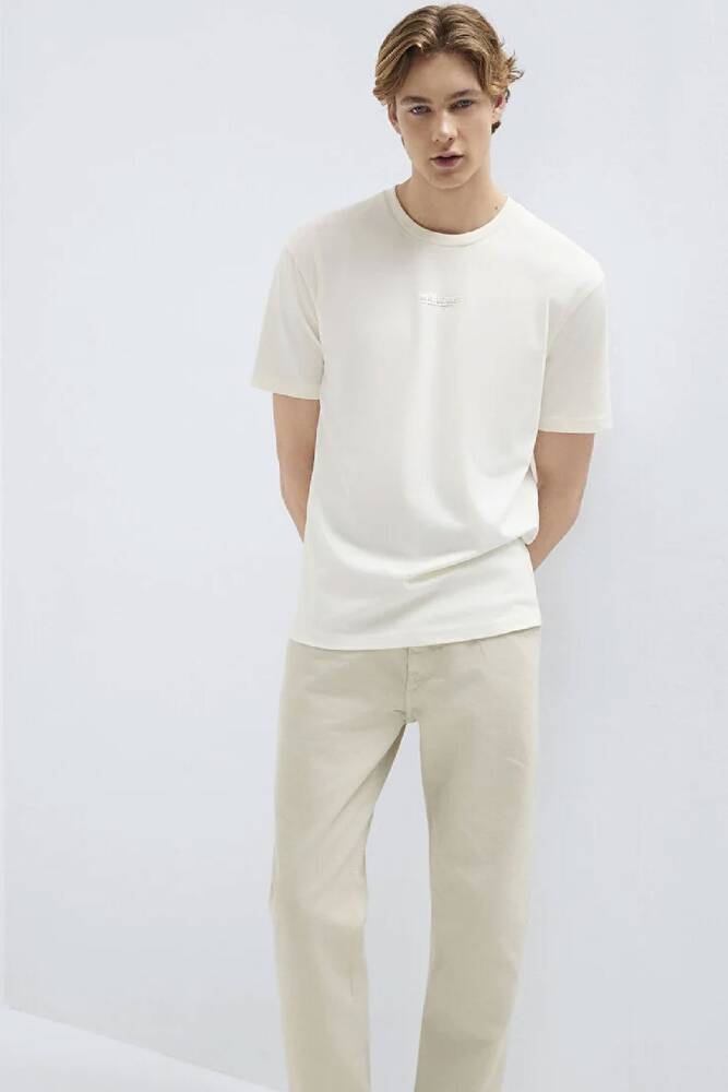 Erkek Mavi Jeans Baskılı Tişört 0613348-80194 Ekru 