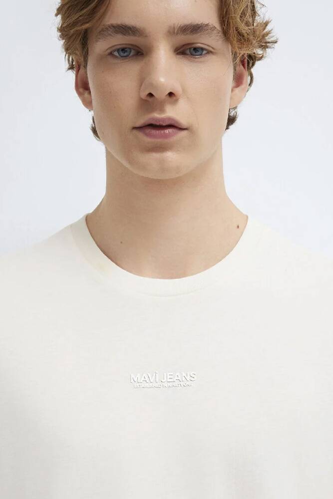 Erkek Mavi Jeans Baskılı Tişört 0613348-80194 Ekru 