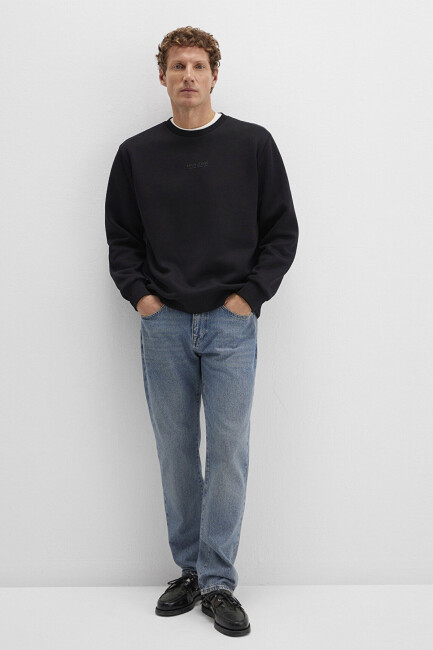 Erkek Mavi Jeans Bisiklet Yaka Sweat 0S10586-900 Siyah  (1)