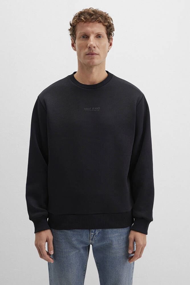 Erkek Mavi Jeans Bisiklet Yaka Sweat 0S10586-900 Siyah - 3