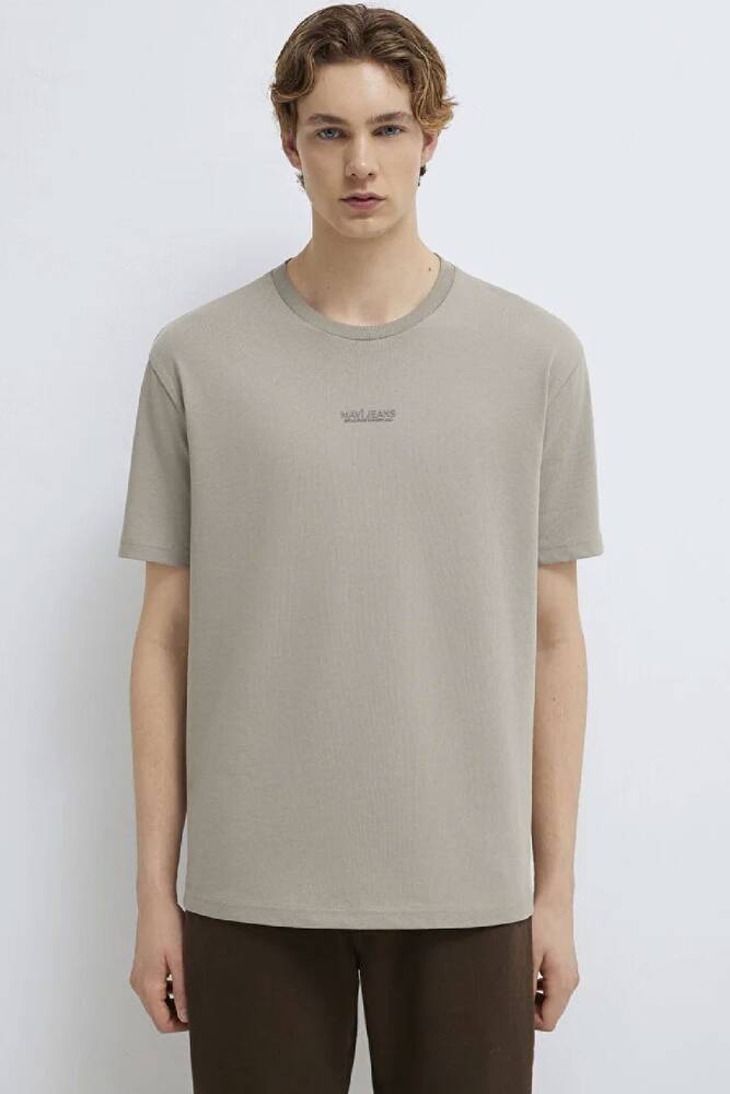 Erkek Mavi Jeans Logo Tişört 0613348-70352 Vizon 