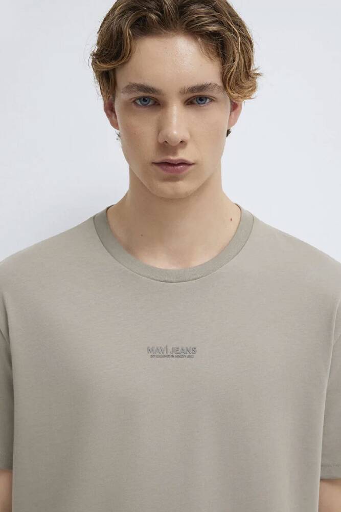 Erkek Mavi Jeans Logo Tişört 0613348-70352 Vizon 