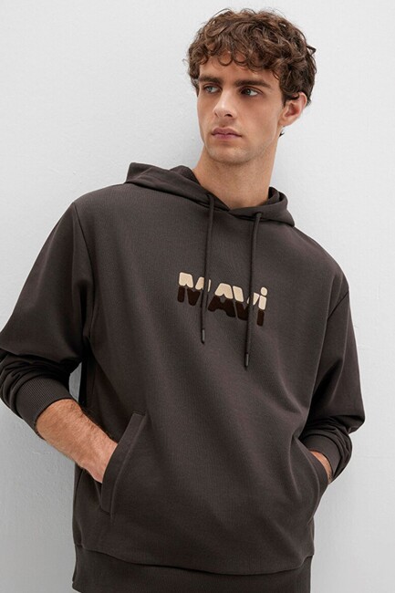 Erkek Mavi Kapüşonlu Sweat 0S10395-70219 Kahve (1)
