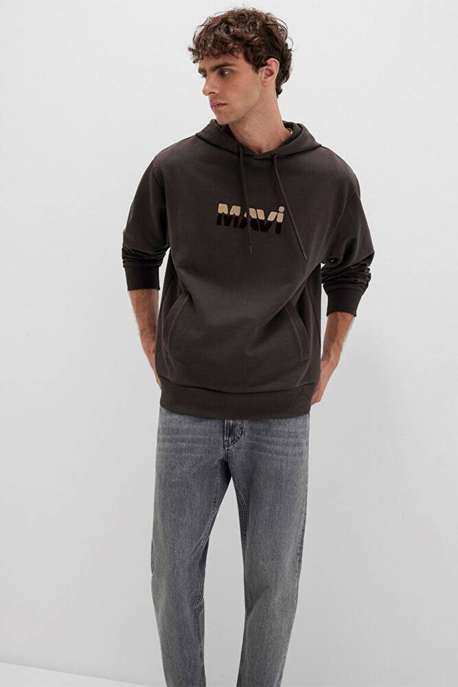 Erkek Mavi Kapüşonlu Sweat 0S10395-70219 Kahve 