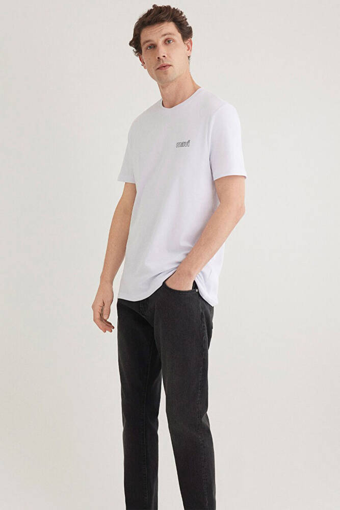 Erkek Mavi Logo Baskılı Basic Tişört 0610360-620 Beyaz 