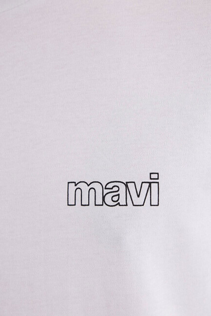 Erkek Mavi Logo Baskılı Basic Tişört 0610360-620 Beyaz - Thumbnail