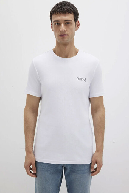 Erkek Basic Tişört 0610360-620 Beyaz - Thumbnail