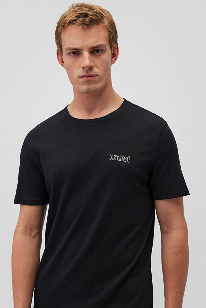 Erkek Mavi Logo Baskılı Basic Tişört 0610360-900 Siyah 