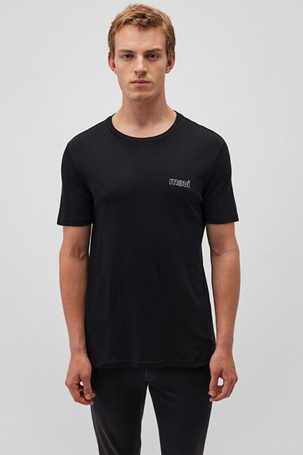 Erkek Mavi Logo Baskılı Basic Tişört 0610360-900 Siyah (2)