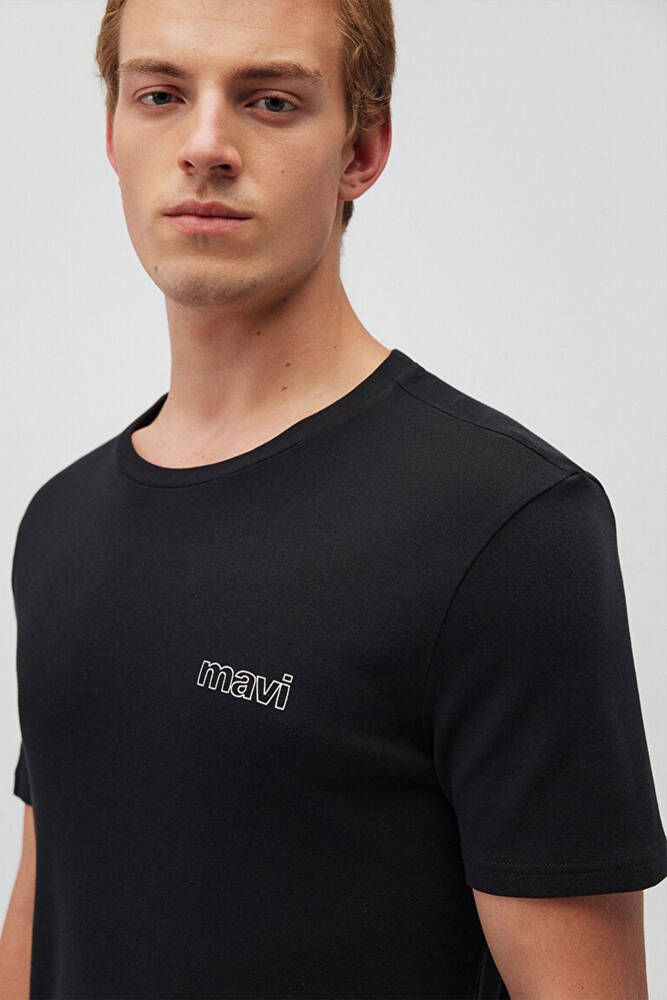 Erkek Mavi Logo Baskılı Basic Tişört 0610360-900 Siyah 