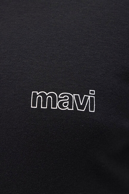 Erkek Mavi Logo Baskılı Basic Tişört 0610360-900 Siyah - Thumbnail