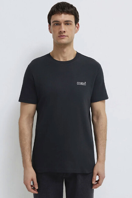 Erkek Mavi Logo Baskılı Basic Tişört 0610360-900 Siyah (2)