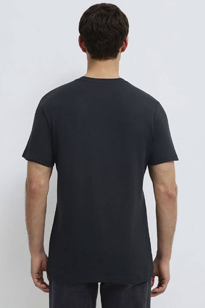 Erkek Mavi Logo Baskılı Basic Tişört 0610360-900 Siyah 