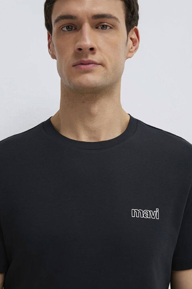 Erkek Mavi Logo Baskılı Basic Tişört 0610360-900 Siyah 