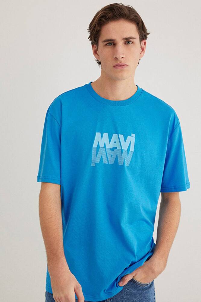 Erkek Mavi Logo Baskılı Tişört 0611311-70772 Mavi 