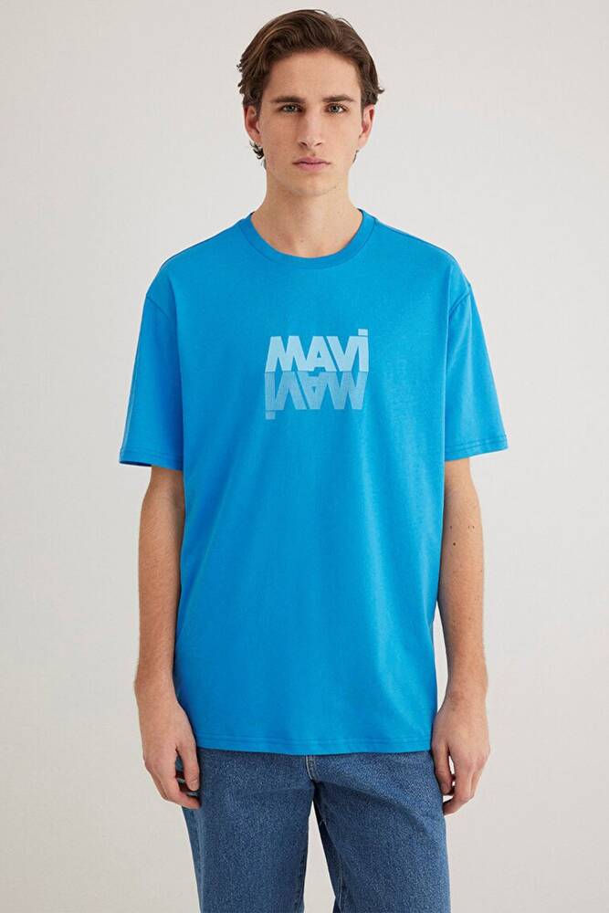 Erkek Mavi Logo Baskılı Tişört 0611311-70772 Mavi 