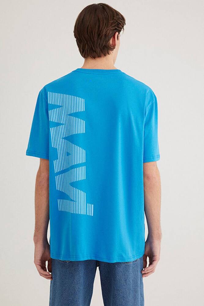 Erkek Mavi Logo Baskılı Tişört 0611311-70772 Mavi 