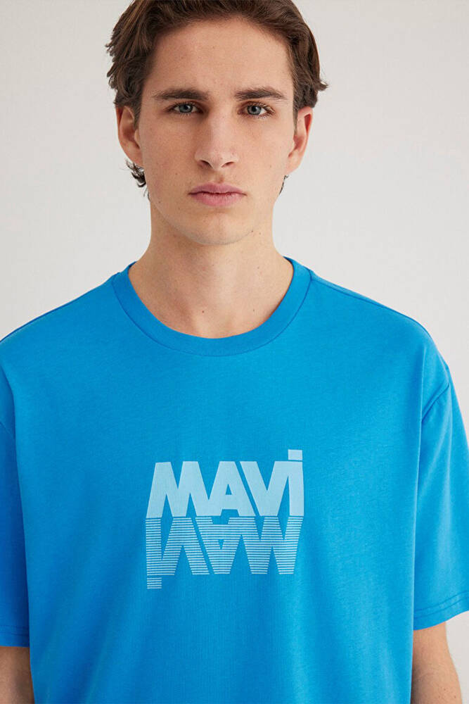 Erkek Mavi Logo Baskılı Tişört 0611311-70772 Mavi 