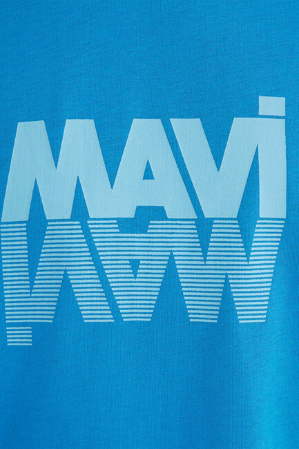 Erkek Mavi Logo Baskılı Tişört 0611311-70772 Mavi - Thumbnail