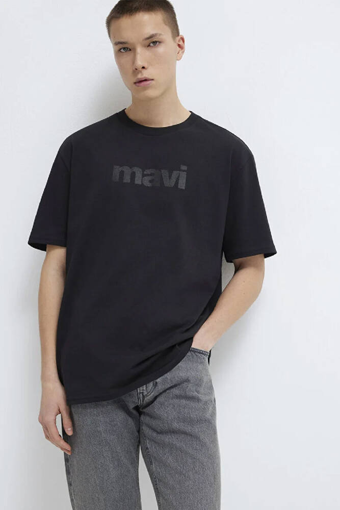 Erkek Mavi Logo Baskılı Tişört 0611807-900 Siyah 