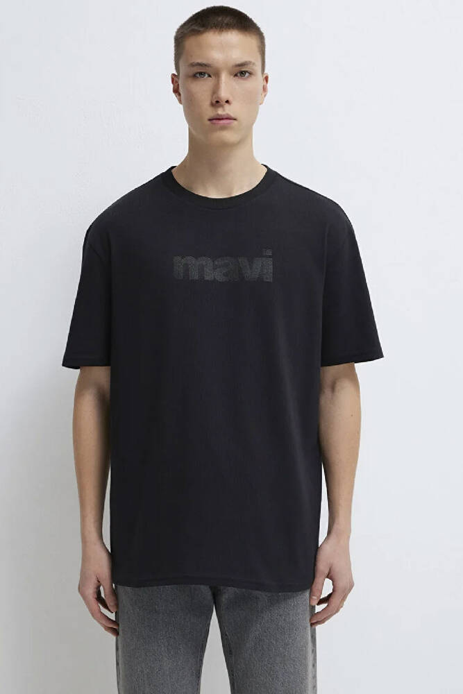 Erkek Mavi Logo Baskılı Tişört 0611807-900 Siyah 