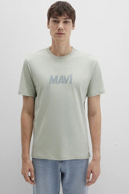 Erkek Mavi Logo Baskılı Tişört 0612896-83995 Yeşil - Thumbnail