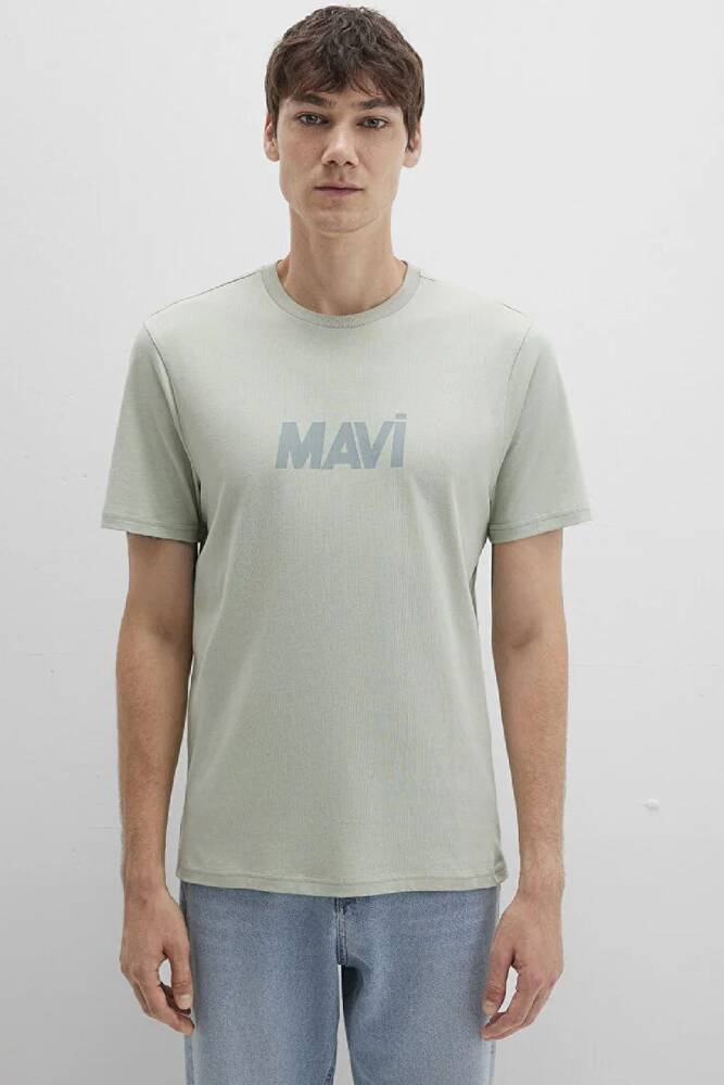Erkek Mavi Logo Baskılı Tişört 0612896-83995 Yeşil 