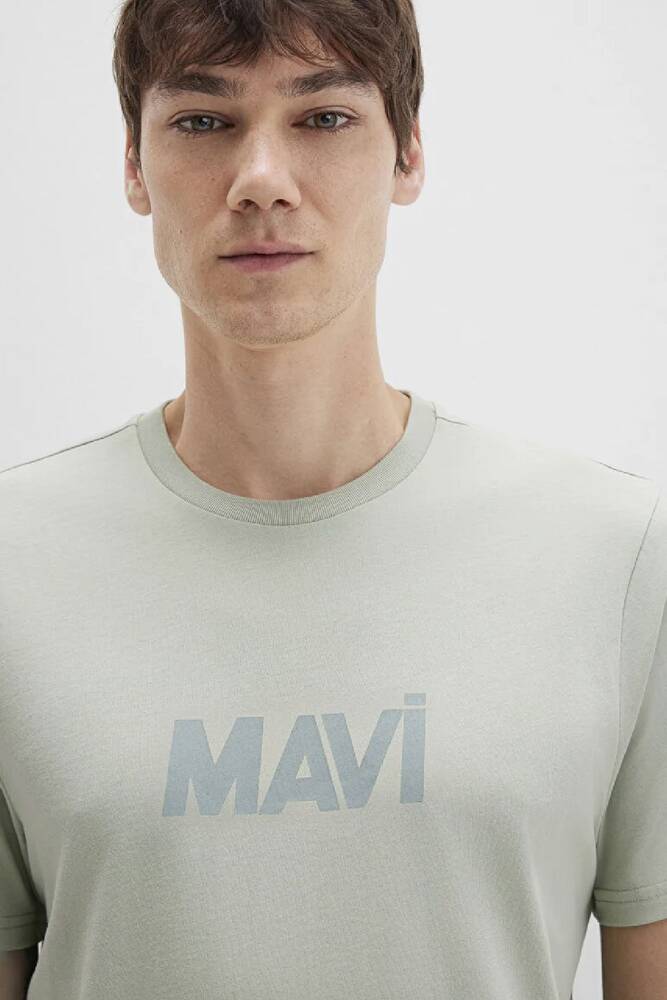 Erkek Mavi Logo Baskılı Tişört 0612896-83995 Yeşil 