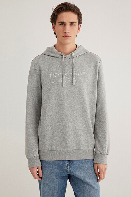 Erkek Logo Kapüşonlu Sweatshırt 065606-28387 Gri (3)