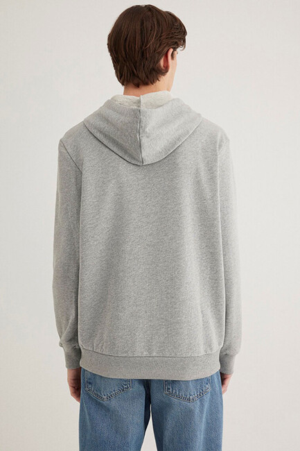 Erkek Logo Kapüşonlu Sweatshırt 065606-28387 Gri - Thumbnail