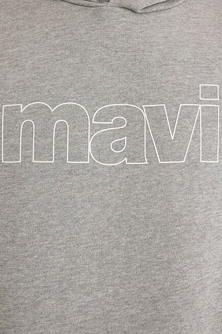 Erkek Logo Kapüşonlu Sweatshırt 065606-28387 Gri - Thumbnail