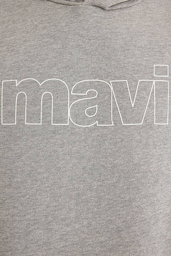 Erkek Logo Kapüşonlu Sweatshırt 065606-28387 Gri 