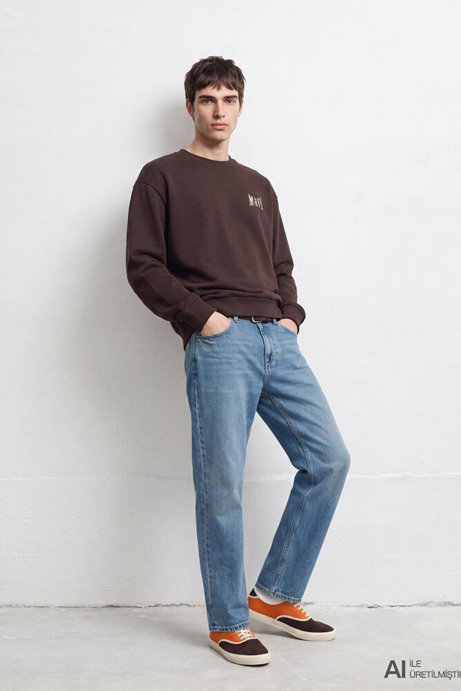 Erkek Mavi Logo Sweat 0S10659-70219 Kahve  - 3