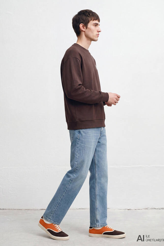 Erkek Mavi Logo Sweat 0S10659-70219 Kahve  - 5