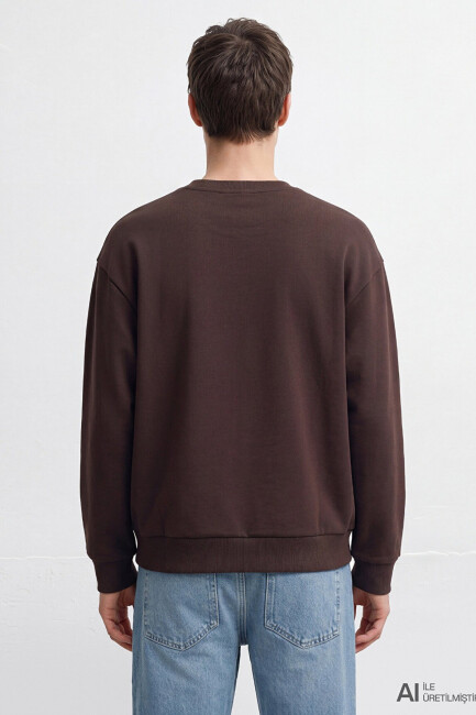 Erkek Mavi Logo Sweat 0S10659-70219 Kahve  - 6