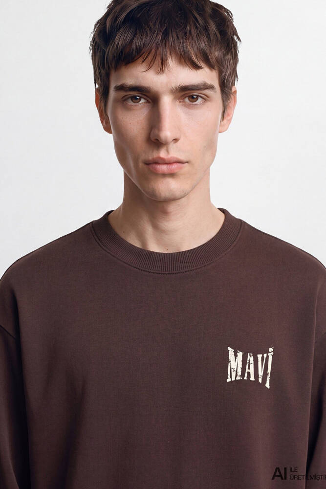 Erkek Mavi Logo Sweat 0S10659-70219 Kahve  - 8