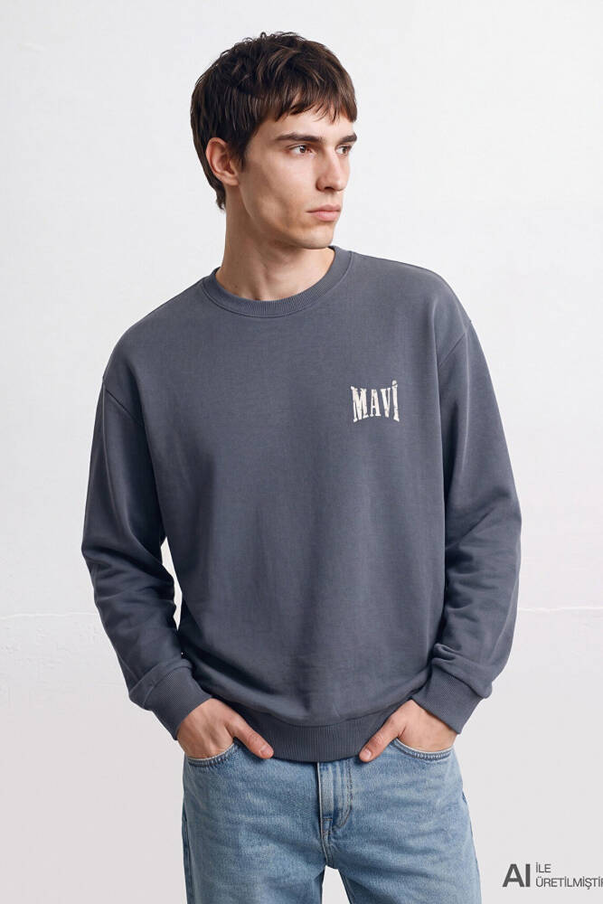 Erkek Mavi Logo Sweat 0S10659-80776 Gri  - 1