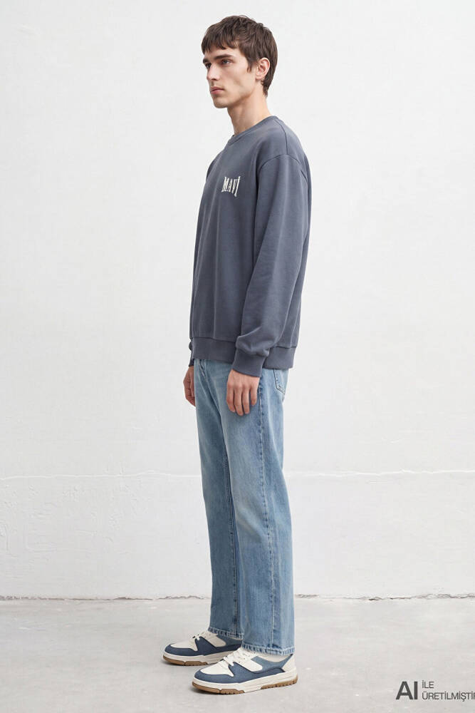 Erkek Mavi Logo Sweat 0S10659-80776 Gri  - 4