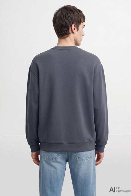 Erkek Mavi Logo Sweat 0S10659-80776 Gri  - 5